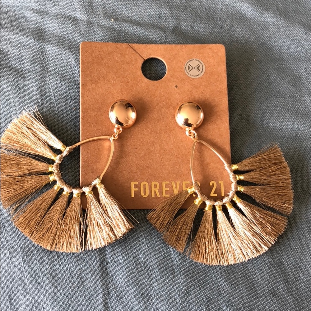Tassel fringe gold earrings